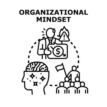 Organizational mindset developing business strategy facing challenges Stock Illustration