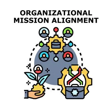 Organizational mission alignment developing team strategy Stock Illustration