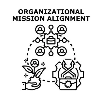 Organizational mission alignment developing team strategy Stock Illustration