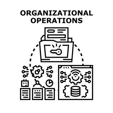 Organizational operations managing business processes and data security Illustrazione stock