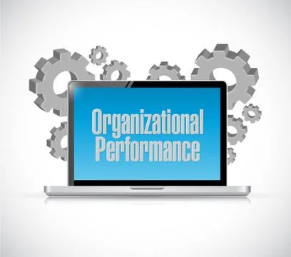 Organizational performance computer sign concept Illustrazione stock