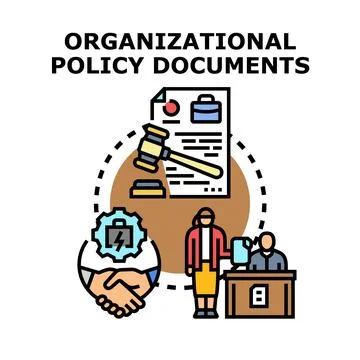 Organizational policy documents developing and regulating business Stock-Illustration