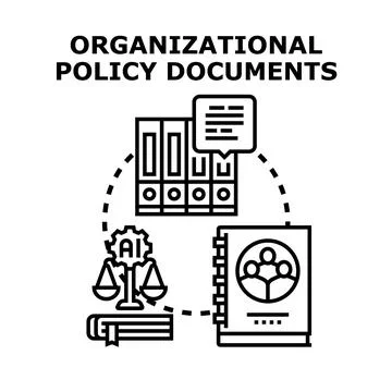 Organizational policy documents regulating artificial intelligence ethics Illustrazione stock