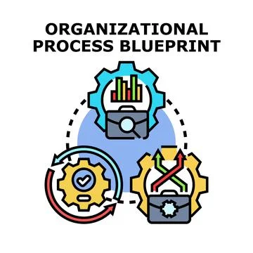 Organizational process blueprint business development workflow planning イラスト素材