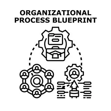 Organizational process blueprint planning strategy development Stock Illustration