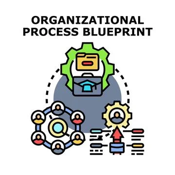 Organizational process blueprint planning strategy development Stock Illustration