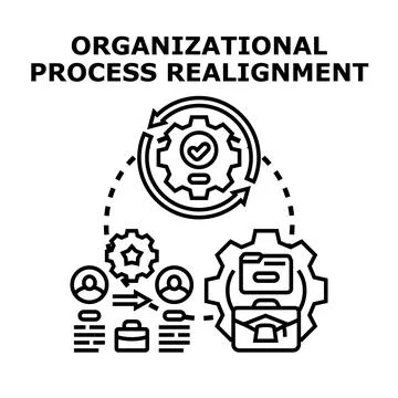 Organizational process realignment driving system optimization and workflow i Stock Illustration