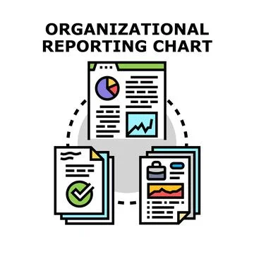 Organizational reporting chart concept with business documents Stock Illustration