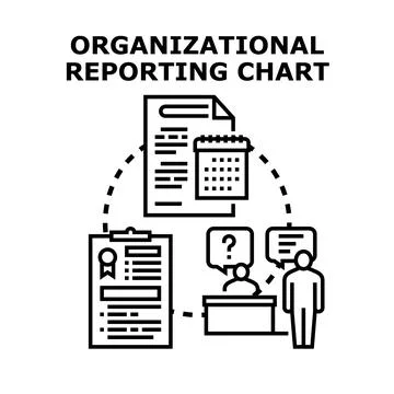 Organizational reporting chart concept process workflow management Stock Illustration