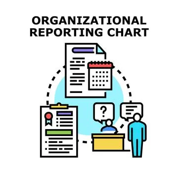 Organizational reporting chart concept process workflow management Stock Illustration