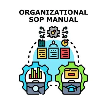Organizational sop manual developing process flat concept Stock Illustration