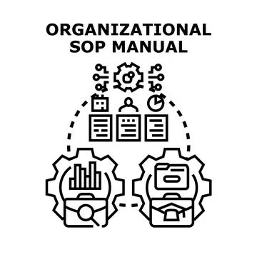 Organizational sop manual developing process flat concept Stock Illustration