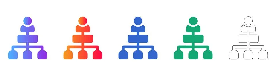 Organizational Structure Chart Icon Set イラスト素材
