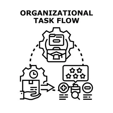 Organizational task flow business process management concept Stock Illustration