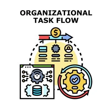 Organizational task flow process achieving business goals Stockillustratie