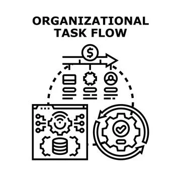 Organizational task flow process achieving business goals Stock Illustration