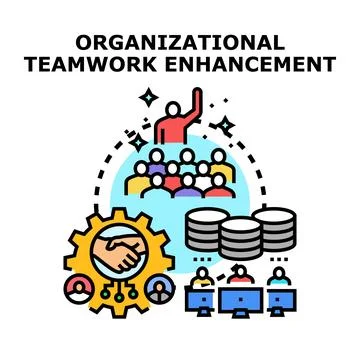 Organizational teamwork enhancement concept vector illustration Stock Illustration