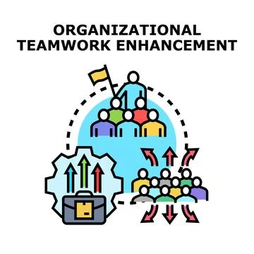 Organizational teamwork enhancing performance and strategy development Stock Illustration