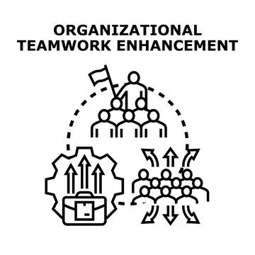 Organizational teamwork enhancing performance and strategy development Stock Illustration
