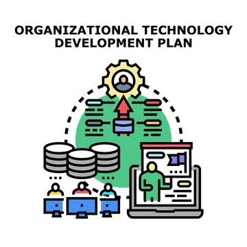 Organizational technology development plan developing modern solutions 库存插图