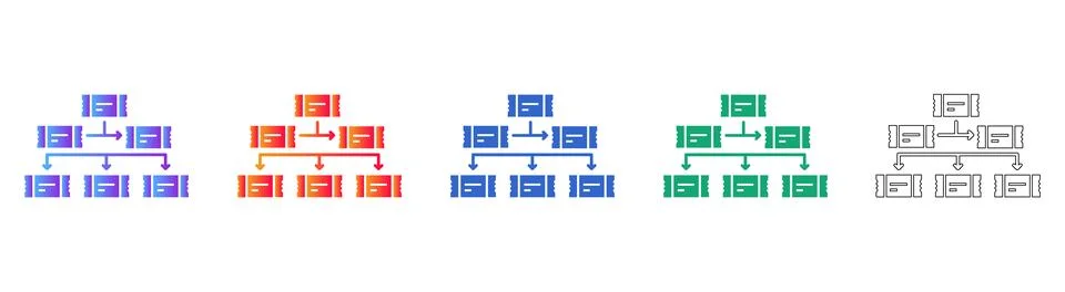 Organizational Tree Structure Flowchart Icons 스톡 일러스트