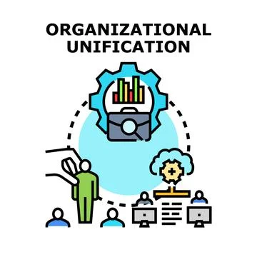 Organizational unification concept integrating teamwork and data management 스톡 일러스트