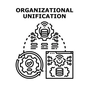 Organizational unification process for data integration system Stock Illustration