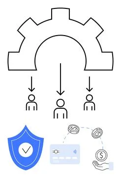 Organizational Unit Delegating Tasks with Financial Transaction, Security and Stock Illustration