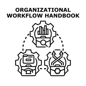 Organizational workflow handbook design concept for business management Stock Illustration
