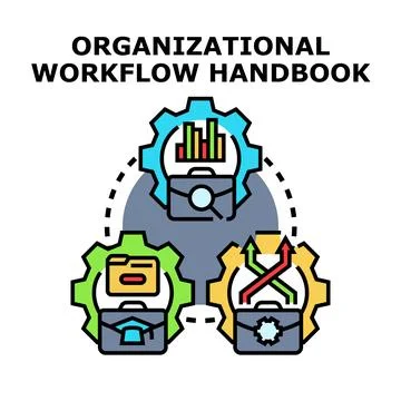 Organizational workflow handbook design concept for business management Stock Illustration
