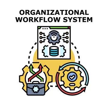 Organizational workflow system managing business processes and data Stock Illustration
