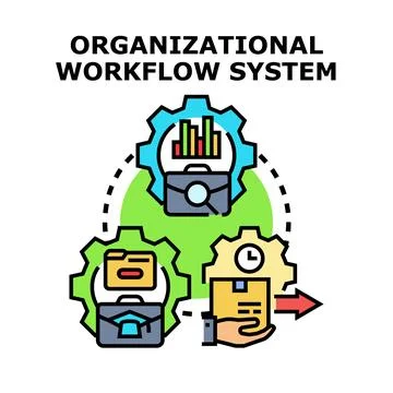 Organizational workflow system optimizing business process automation Illustrazione stock