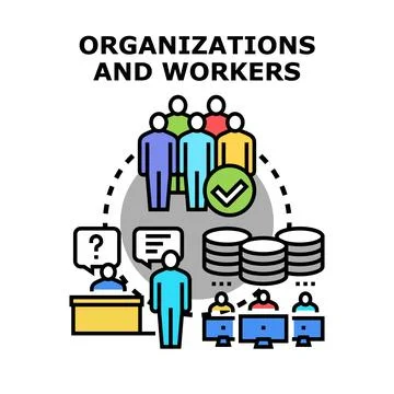 Organizations and workers collaborating for productivity and success Illustrazione stock