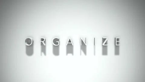 Organize 3D title animation with shadows on a white background Stock Footage 297385918