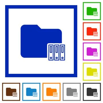Organize folder flat framed icons Stock Illustration