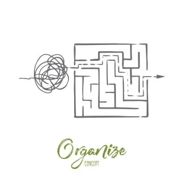 Organize, order, control, sort, chaos concept. Hand drawn isolated vector. Illustrazione stock