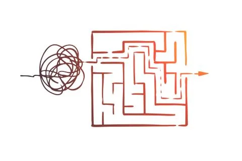 Organize, order, control, sort, chaos concept. Hand drawn isolated vector. Illustrazione stock