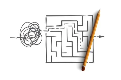 Organize, order, control, sort, chaos concept. Hand drawn isolated vector. Illustrazione stock
