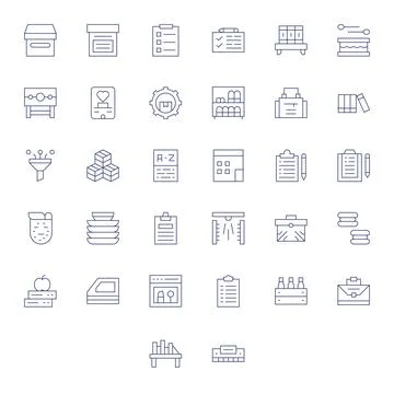 Organize Visual Pack containing 32 Thin Line Grid Fitted Vector Icons 스톡 일러스트