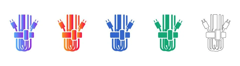 Organized Charging Cable Bundle Icons Stock Illustration