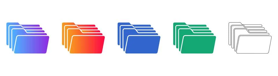 Organized File Folder System Icon Set 스톡 일러스트