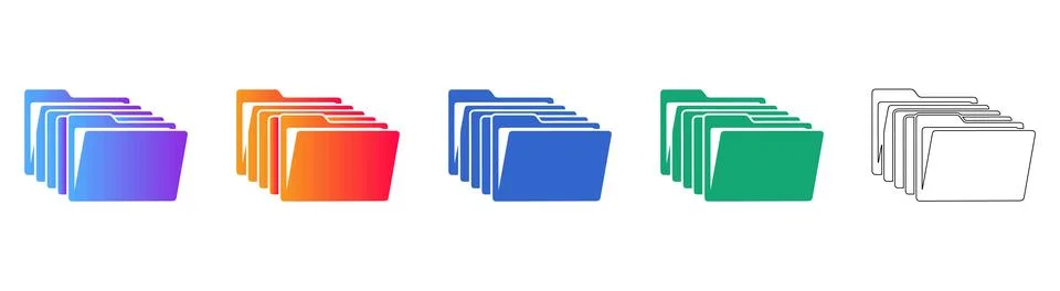 Organized Folder System Icon Set Illustrazione stock
