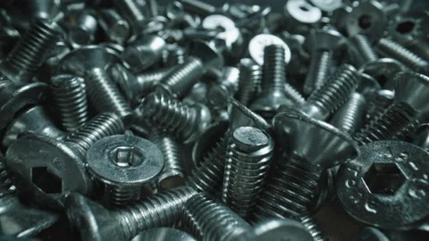 Organized Hardware Screws in Container for Workshop Use Stock Footage 338016458