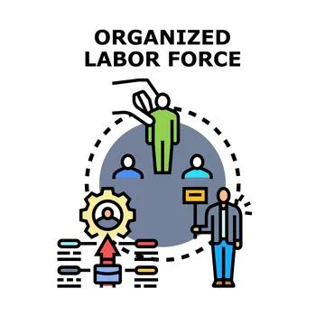 Organized labor force managing collective employment strategy Ilustração Stock