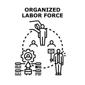 Organized labor force managing collective employment strategy Ilustração Stock