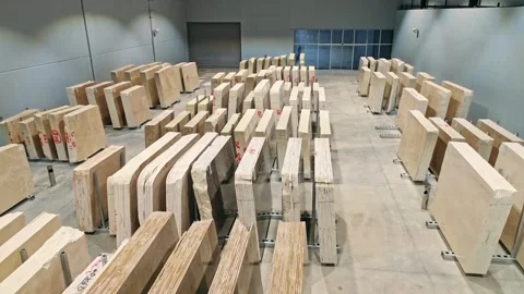 Organized Marble Slab Storage Area Vidéo 304241549