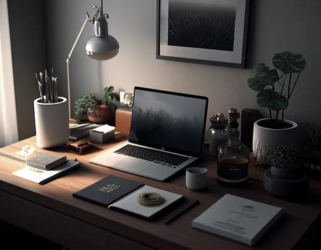 Organized Modern Desk Space Stock Illustration