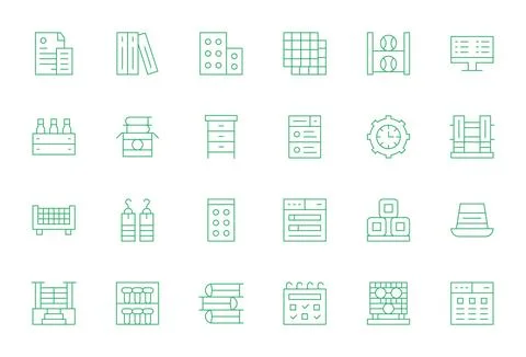 Organized Modern Vector Collection with 24 Thin Line 256x256 Grid Fitted Icon Ilustração Stock