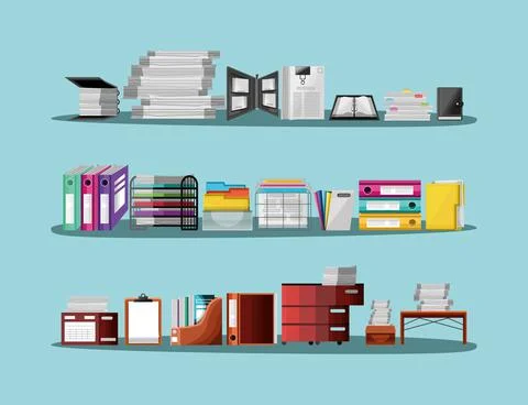 Organized paperwork office files Illustrazione stock