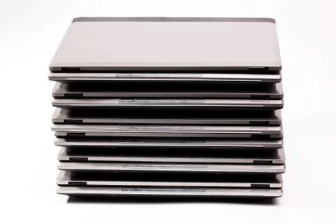 Organized pile of laptops Stock Photos
